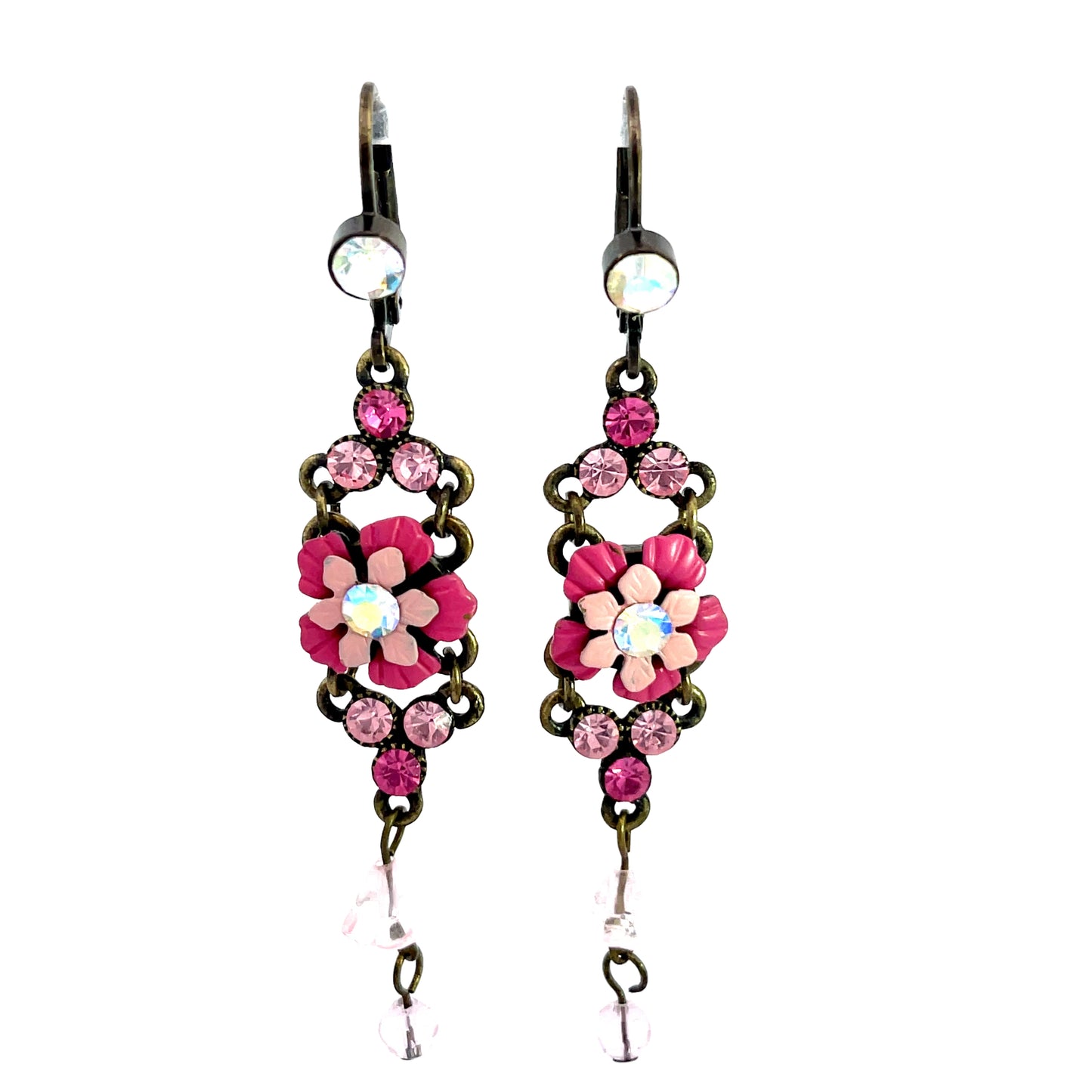 Load image into Gallery viewer, Pink Floral Long Drop Earring - Born To Glam
