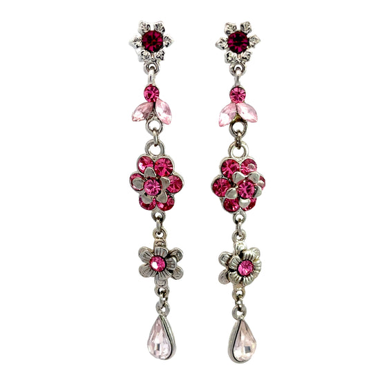 Pink Flower Chain Earring - Born To Glam