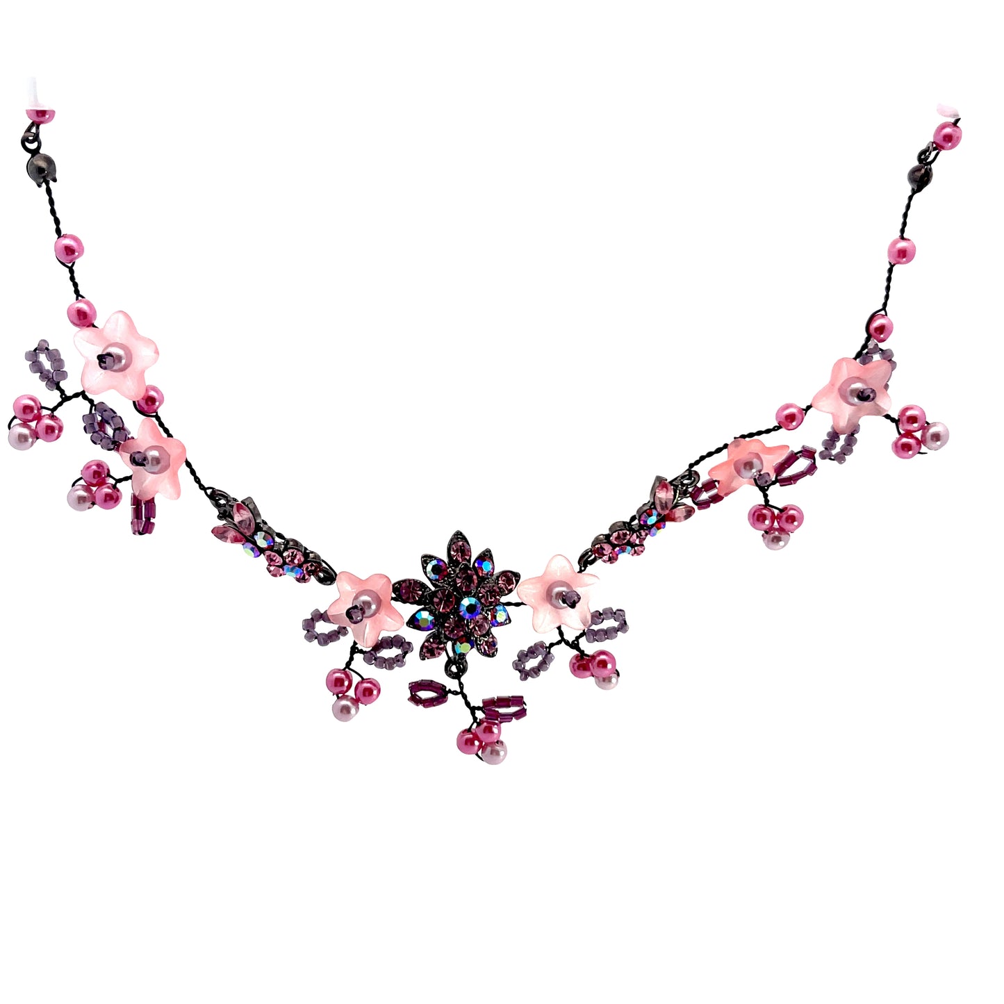 Load image into Gallery viewer, Pink Flower Detail Necklace - Born To Glam
