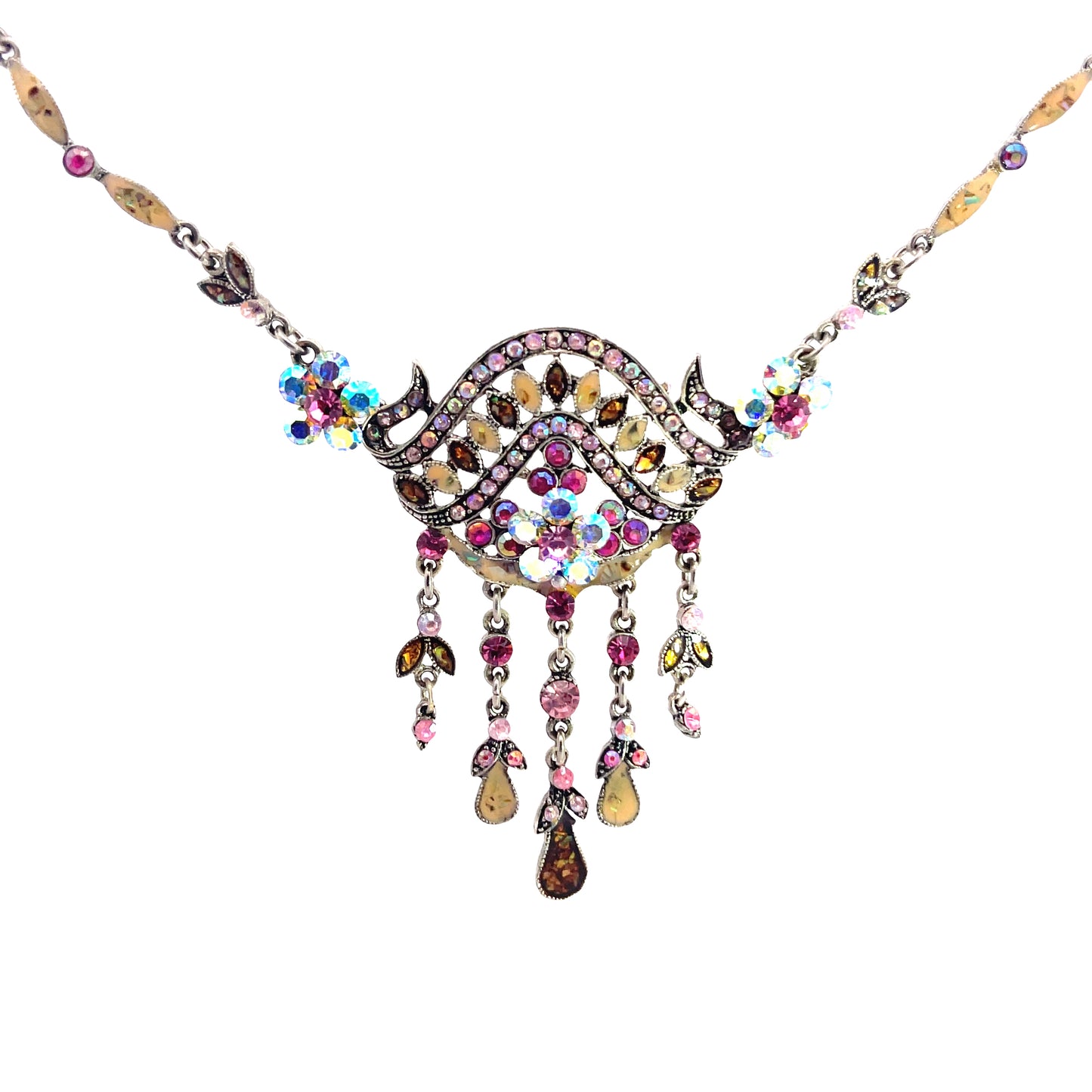 Multicolor Crystal Fringe Necklace - Born To Glam