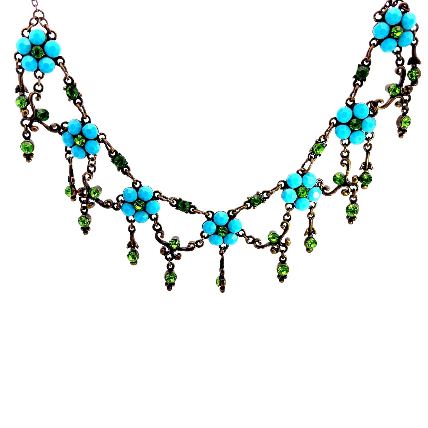 Turquoise Flowers Short Necklace - Born To Glam