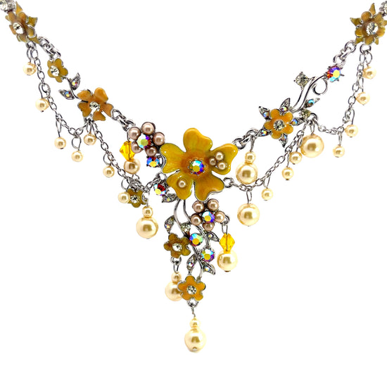Yellow Floral Drip Short Necklace - Born To Glam