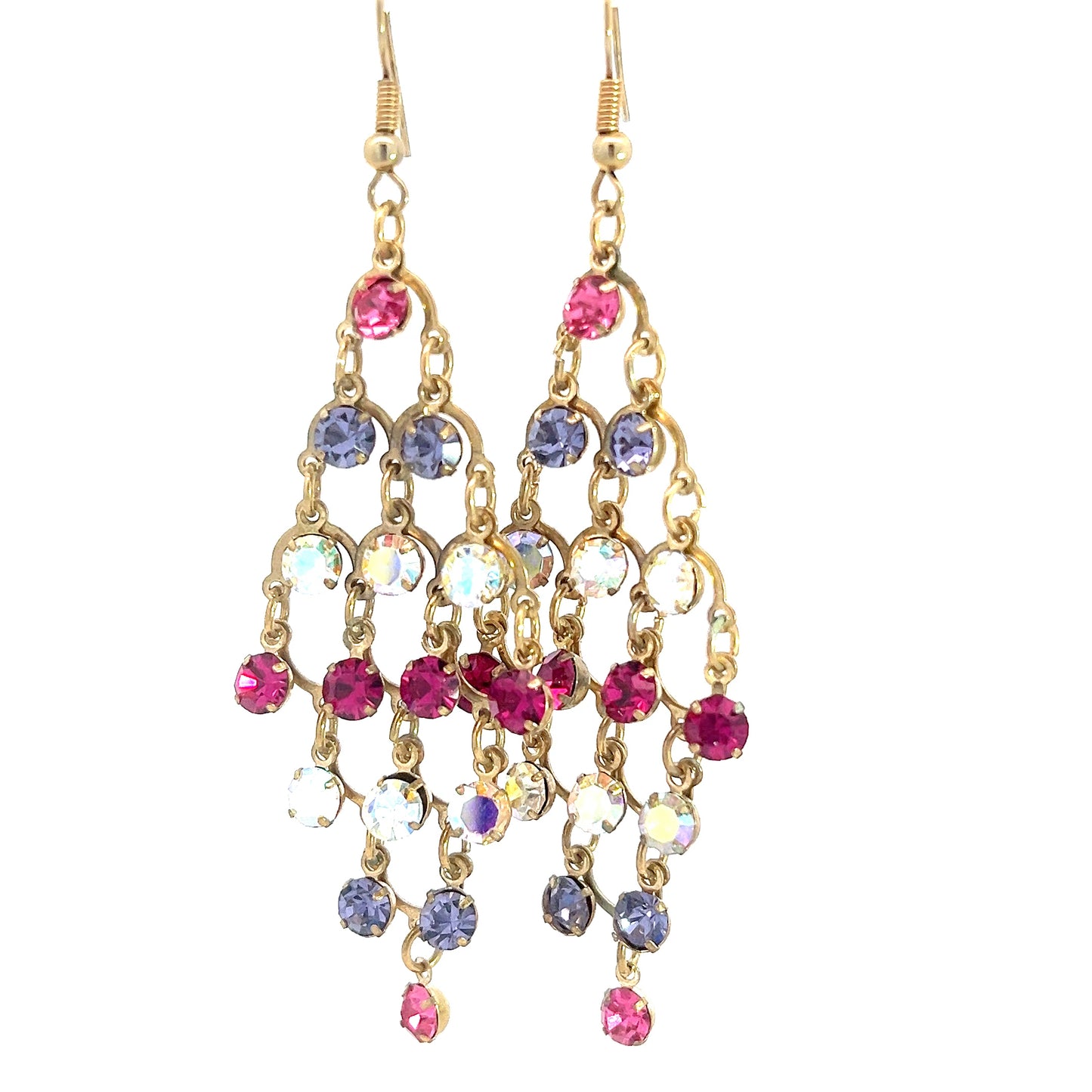 Load image into Gallery viewer, Pink and Purple Crystal Cascade Earring - Born To Glam
