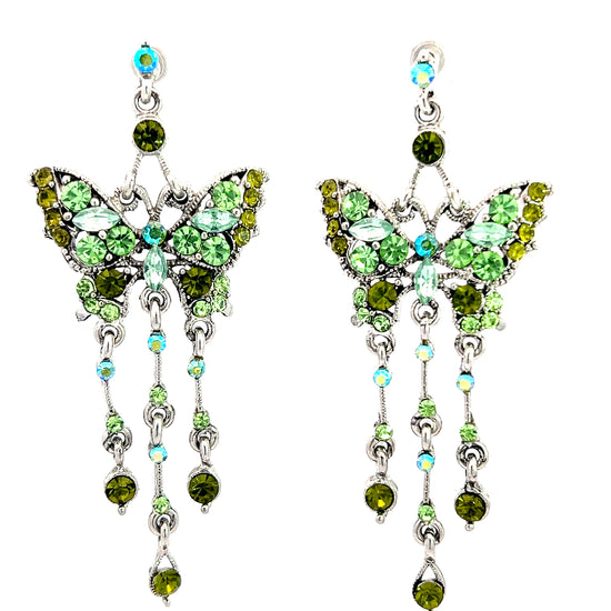 Green Crystal Butterfly Dangle Earring - Born To Glam