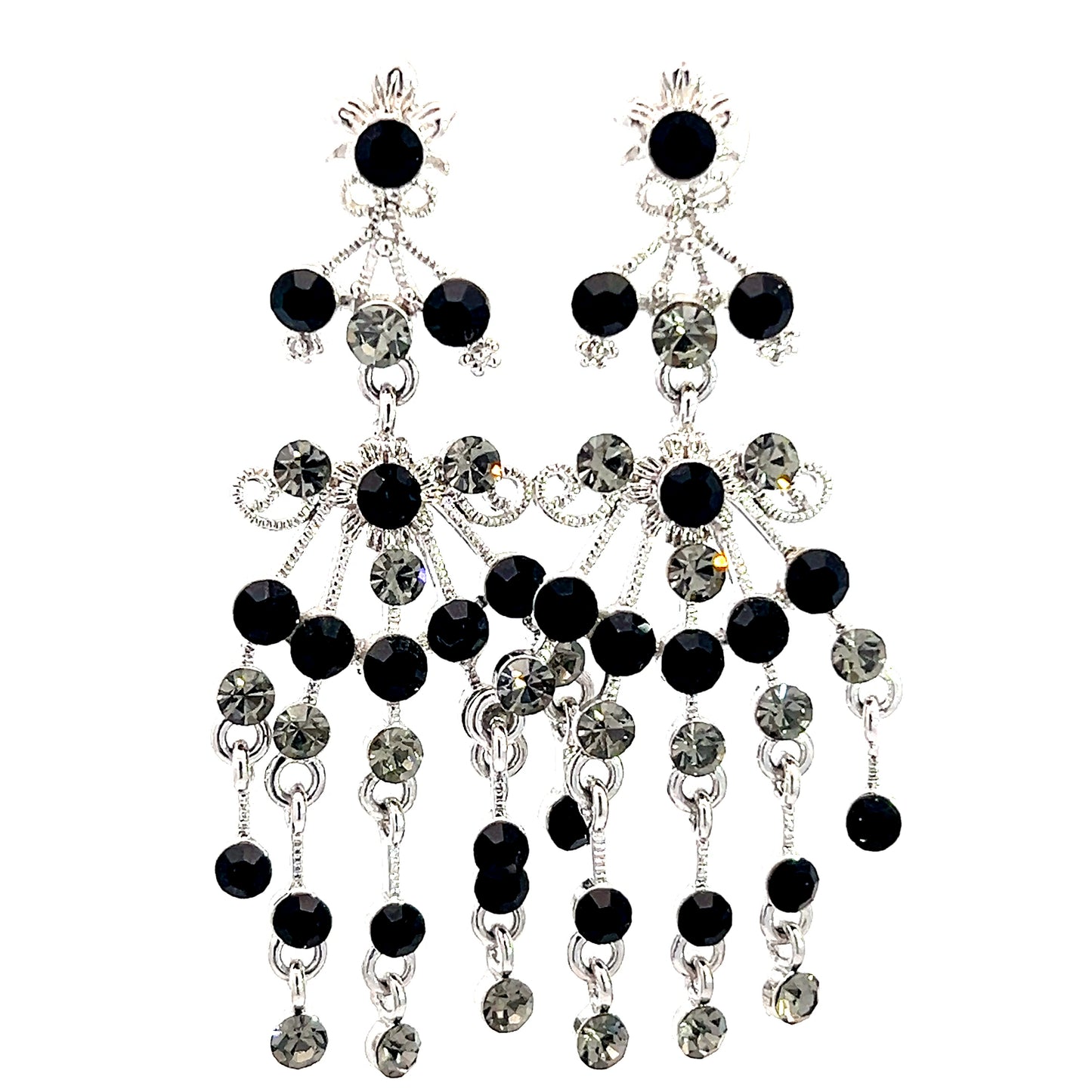 Black & Gray Dotted Chandelier Earring - Born To Glam