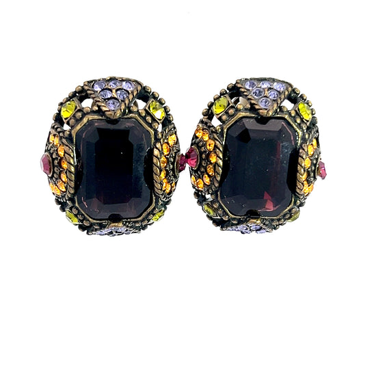 Load image into Gallery viewer, Black Multi Clip On Stud Earring - Born To Glam
