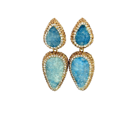 Blue Gemstone Teardrop Dangle Earring - Born To Glam