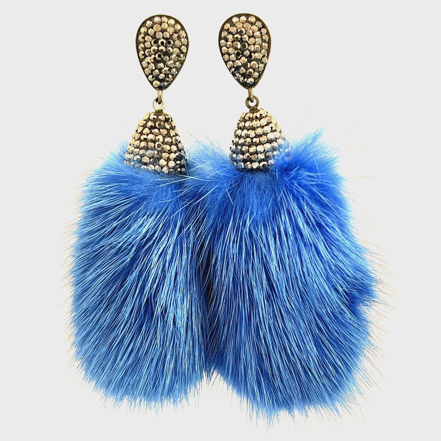 Load and play video in Gallery viewer, Royal Blue Fur Drop Crystal Earring
