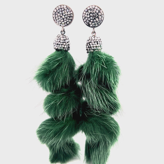 Load and play video in Gallery viewer, Green Fur Swirl Crystal Earring
