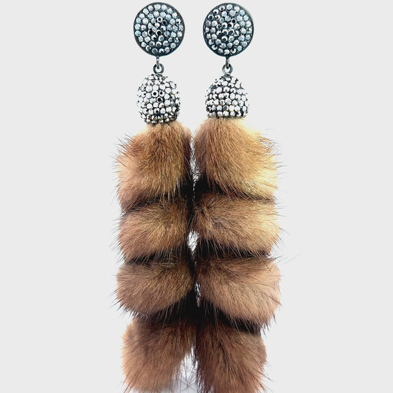 Load and play video in Gallery viewer, Brown Fur Swirl Crystal Earring
