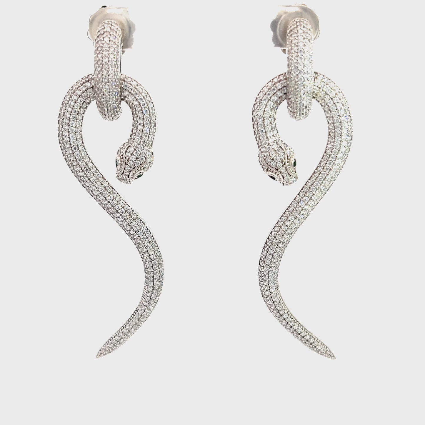 Load and play video in Gallery viewer, CZ Serpent Sterling Silver Drop Earring
