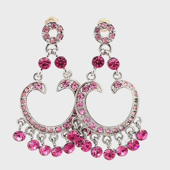 Load and play video in Gallery viewer, Pink Flirty Crystal Chandelier Earring

