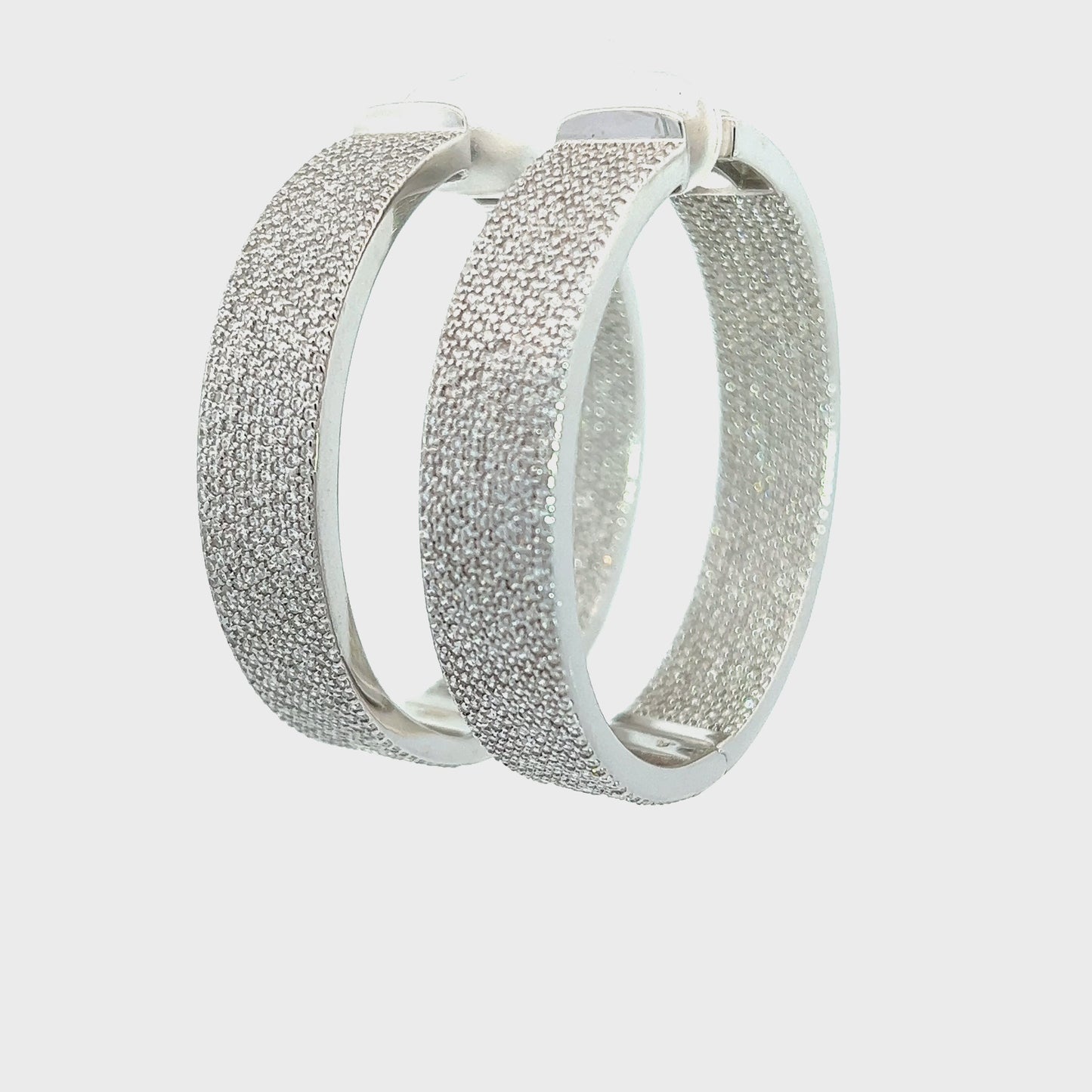 Load and play video in Gallery viewer, Sterling Silver Pave Crystal Hoop
