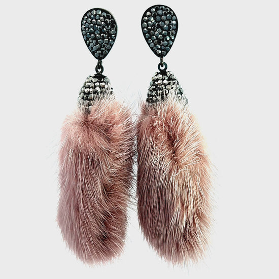 Load and play video in Gallery viewer, Pink Fur Drop Crystal Earring
