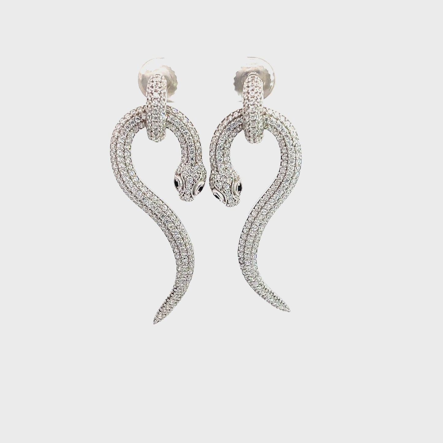 Load and play video in Gallery viewer, Small CZ Crystal Serpent Drop Earring
