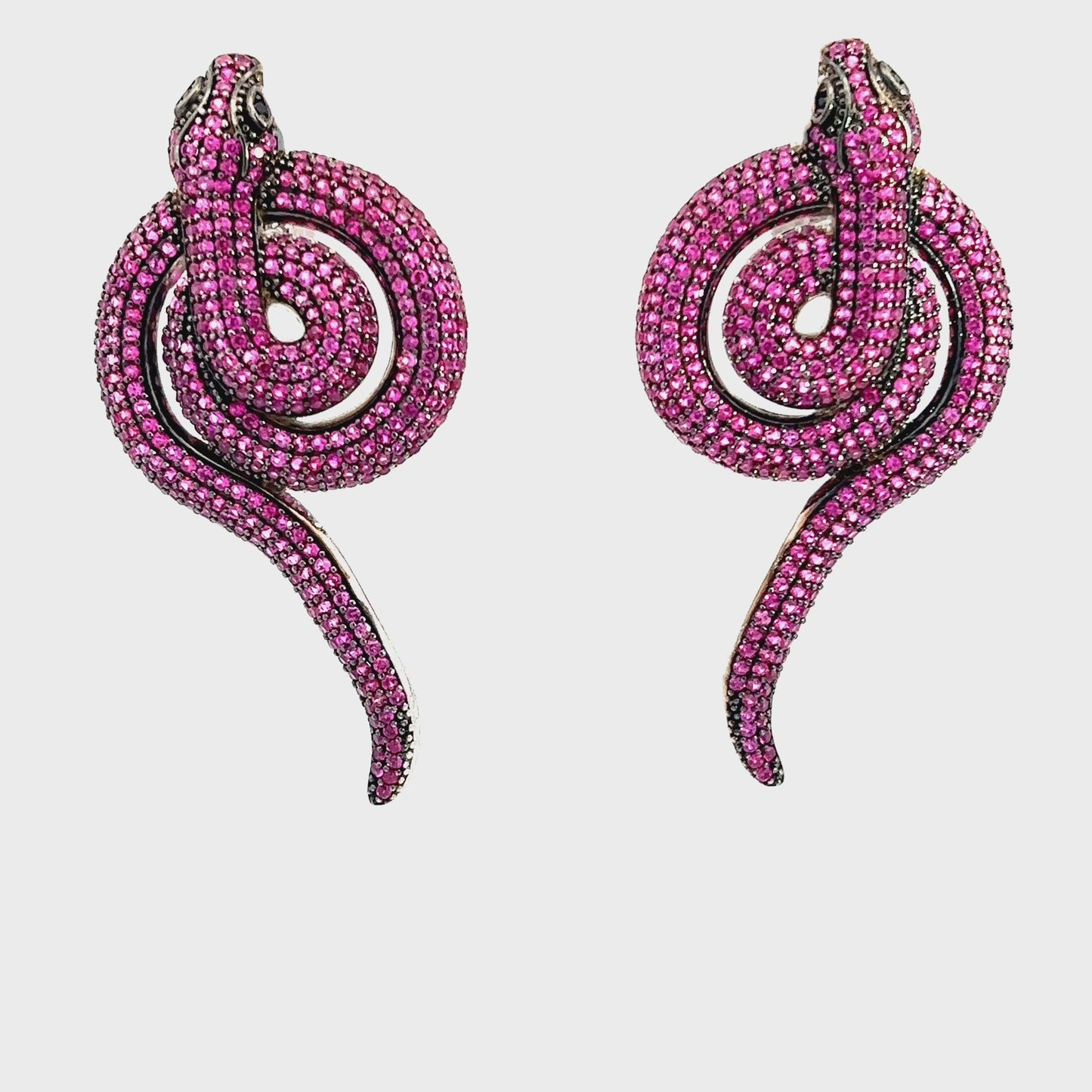 Load and play video in Gallery viewer, Pink CZ Crystal Serpent Drop Earring
