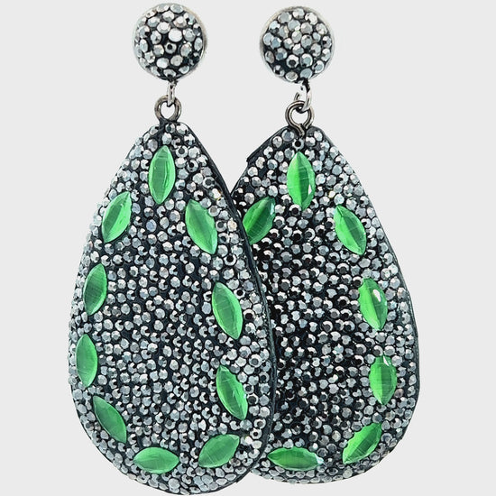 Load and play video in Gallery viewer, Green Gems Silver Crystal Teardrop Sterling Silver Earring
