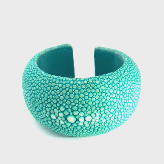 Load and play video in Gallery viewer, Aqua Blue Shagreen Cuff
