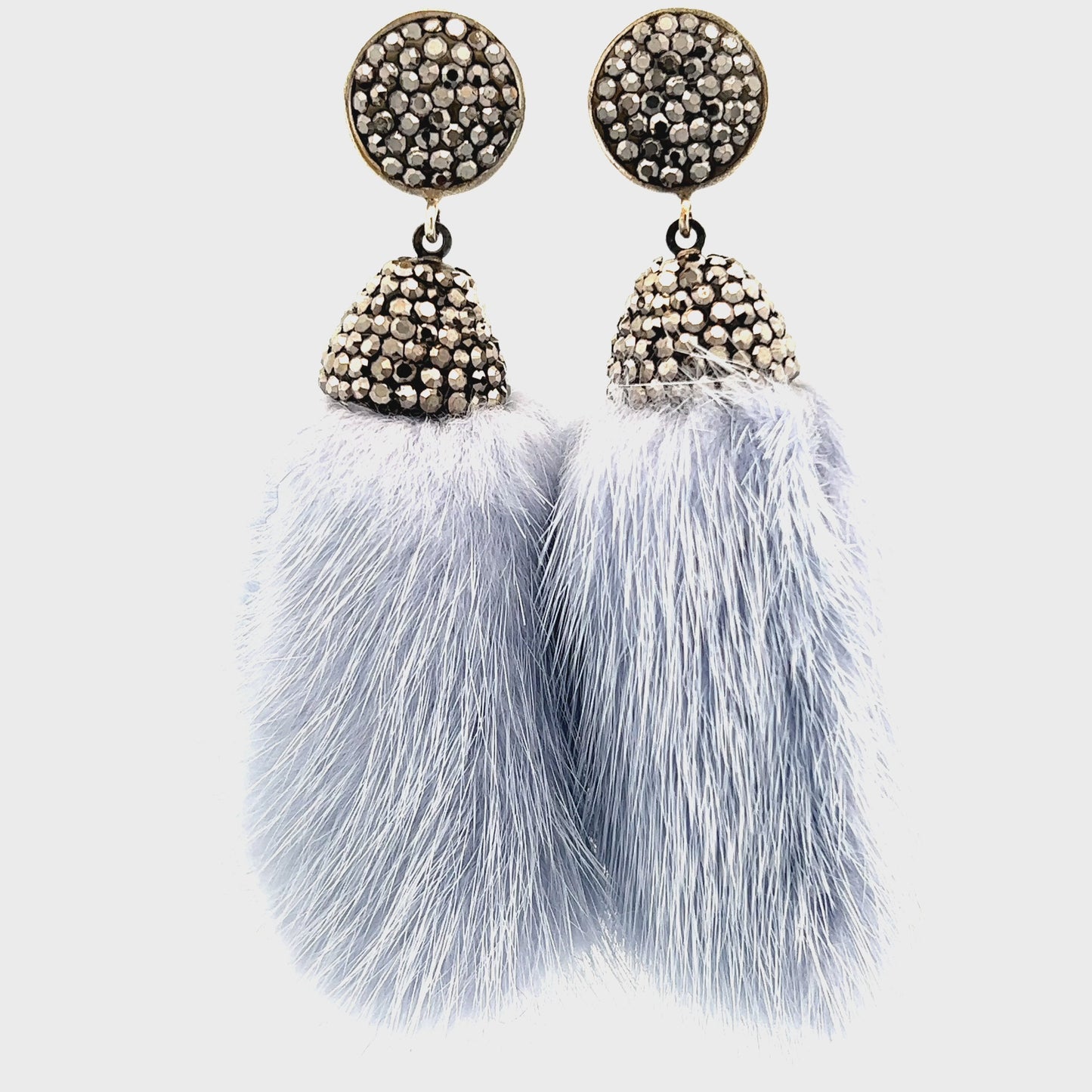 Load and play video in Gallery viewer, Blue Periwinkle Fur Drop Crystal Earring
