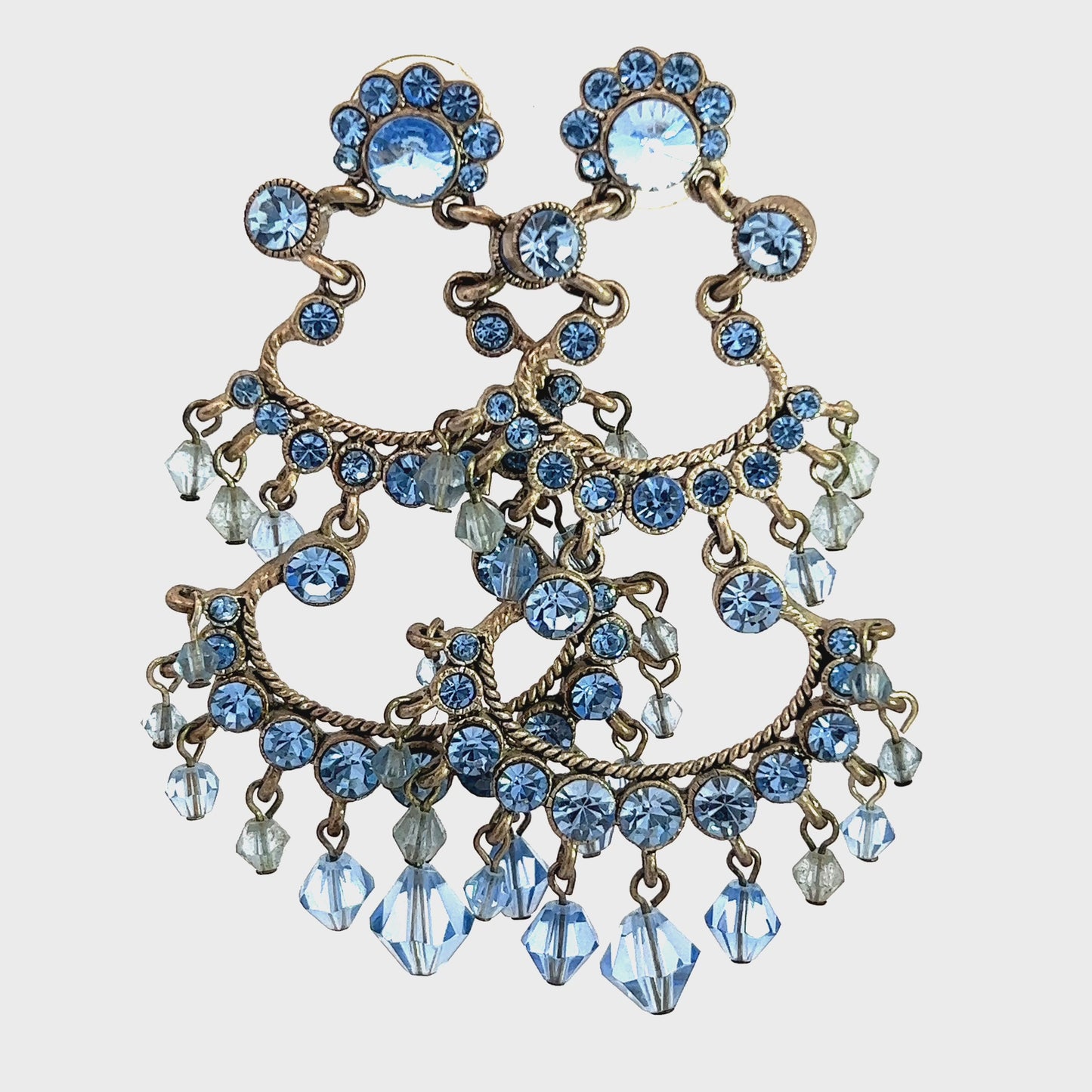 Load and play video in Gallery viewer, Blue Cascade Chandelier Statement Earrings
