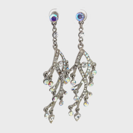 Load and play video in Gallery viewer, Iridescent Crystal Wave Drop Chandelier Earring
