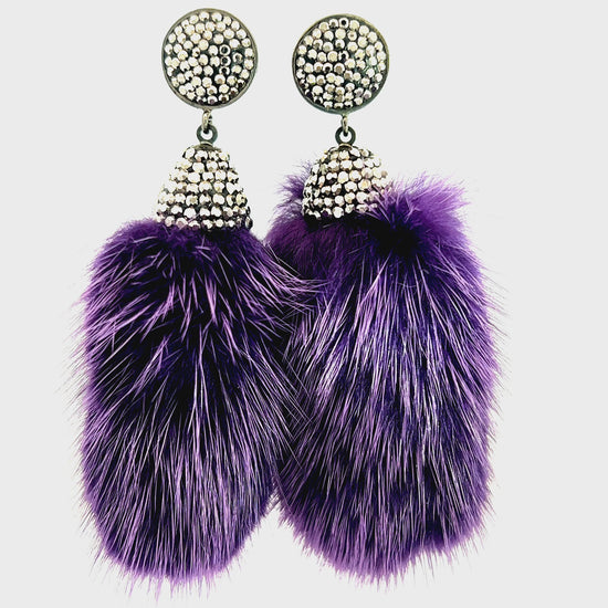 Load and play video in Gallery viewer, Purple Fur Drop Crystal Earring
