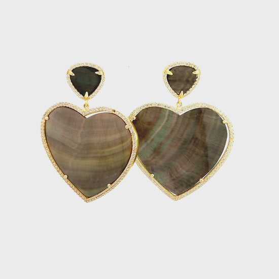 Load and play video in Gallery viewer, Mother of Pearl Sterling Silver Heart Earring
