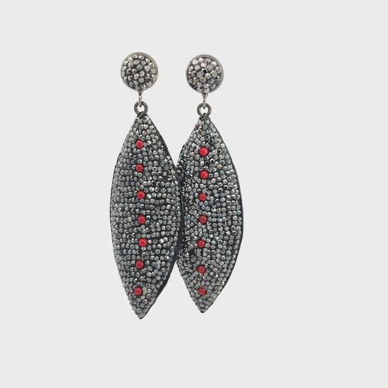 Silver Crystal and Coral Gemstone Earring