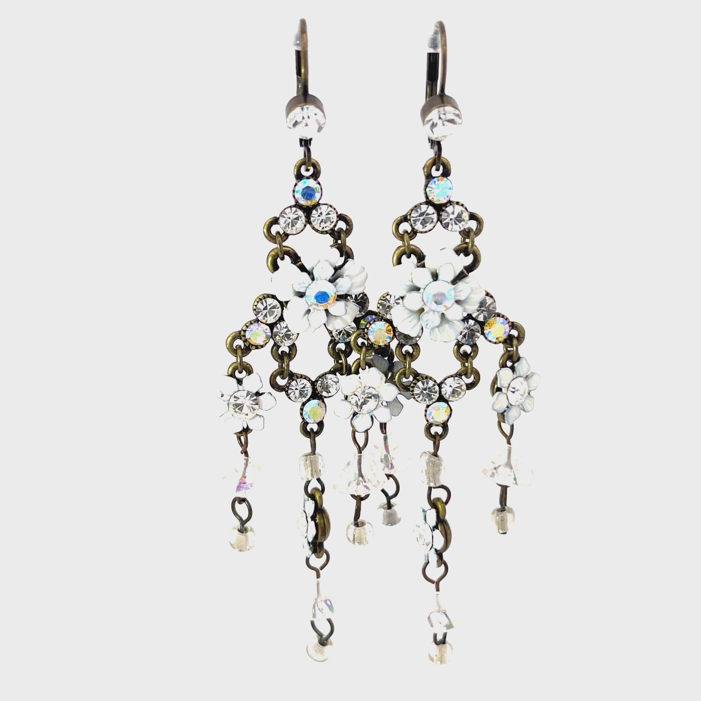 Load and play video in Gallery viewer, White Floral Chandelier Earring
