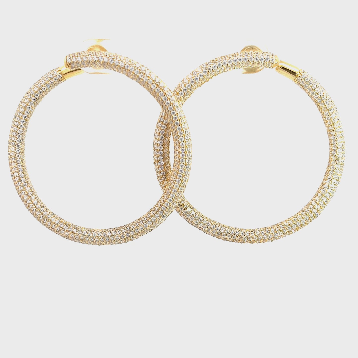Load and play video in Gallery viewer, Crystal CZ Gold Hoop Earring
