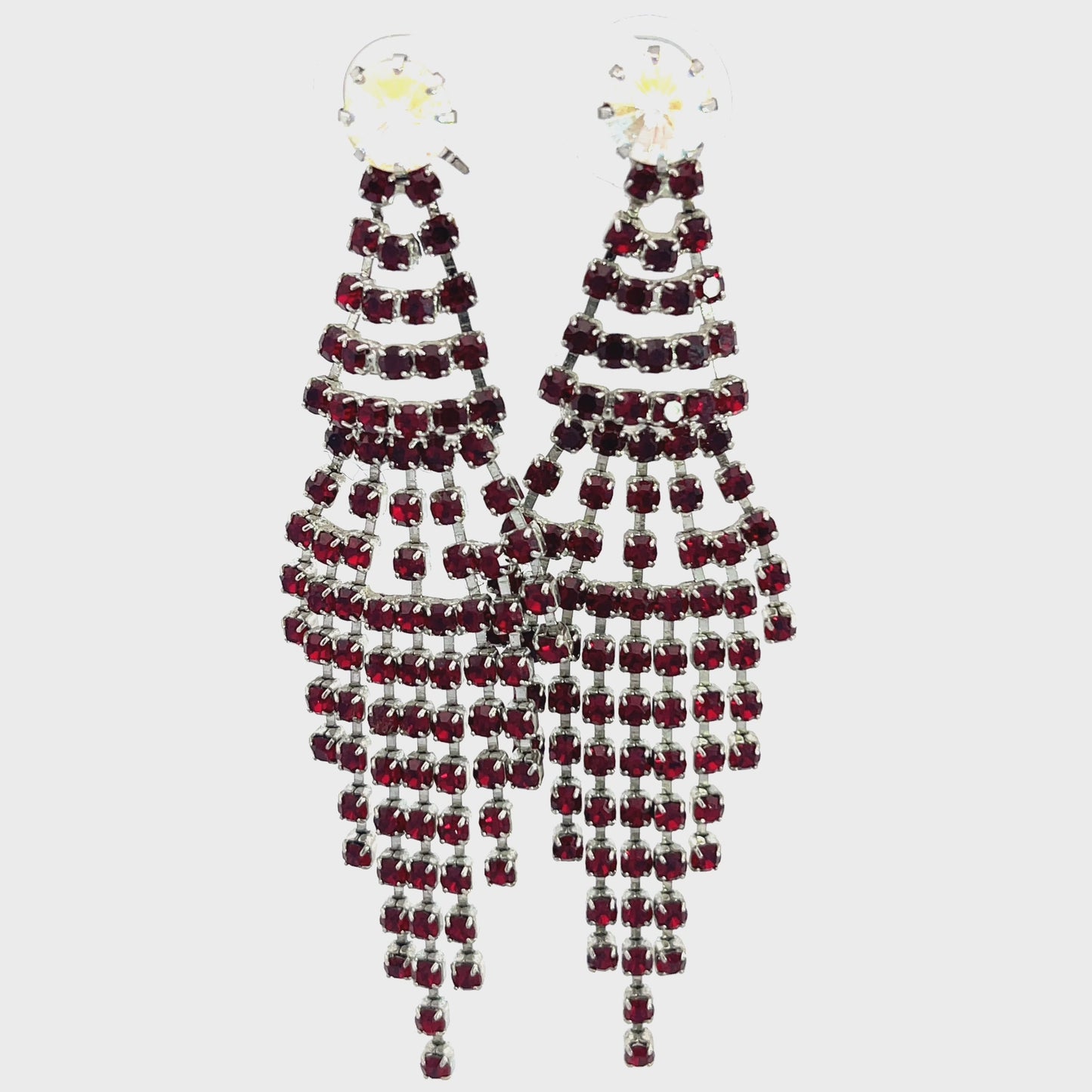 Load and play video in Gallery viewer, Red Rhinestone Chandelier Earring
