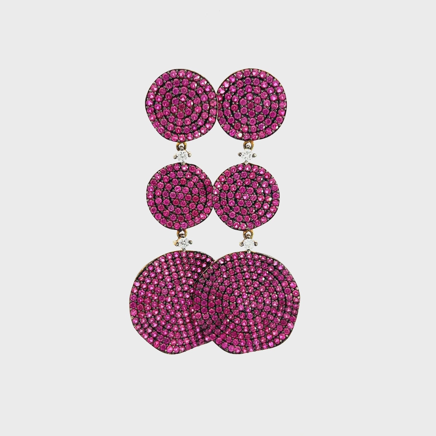 Load and play video in Gallery viewer, Pink Crystal Disc Sterling Silver Earring
