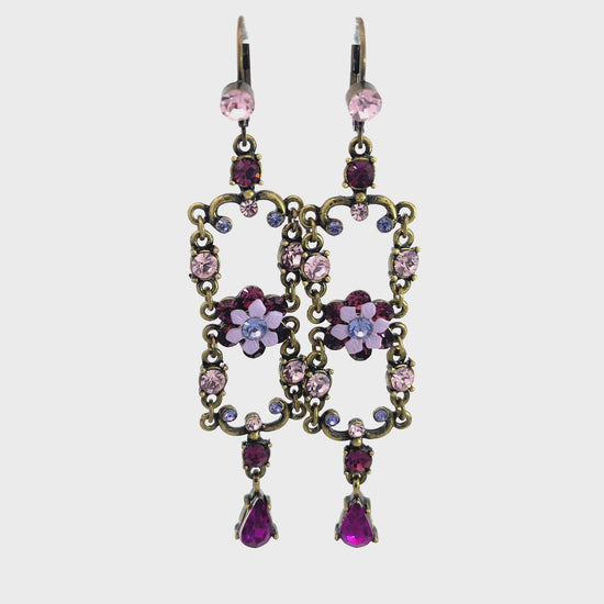 Load and play video in Gallery viewer, Purple Flower Crystal Drop Earring
