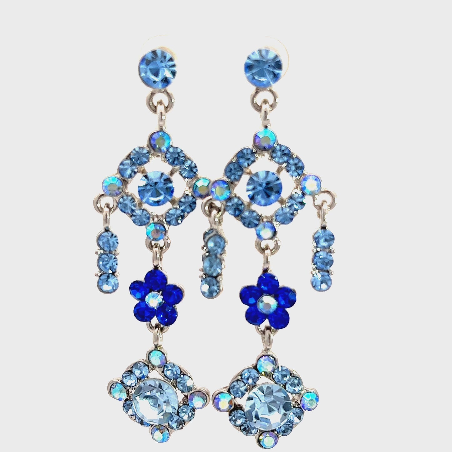 Load and play video in Gallery viewer, Blue Crystal Diamond Chandelier Earrings
