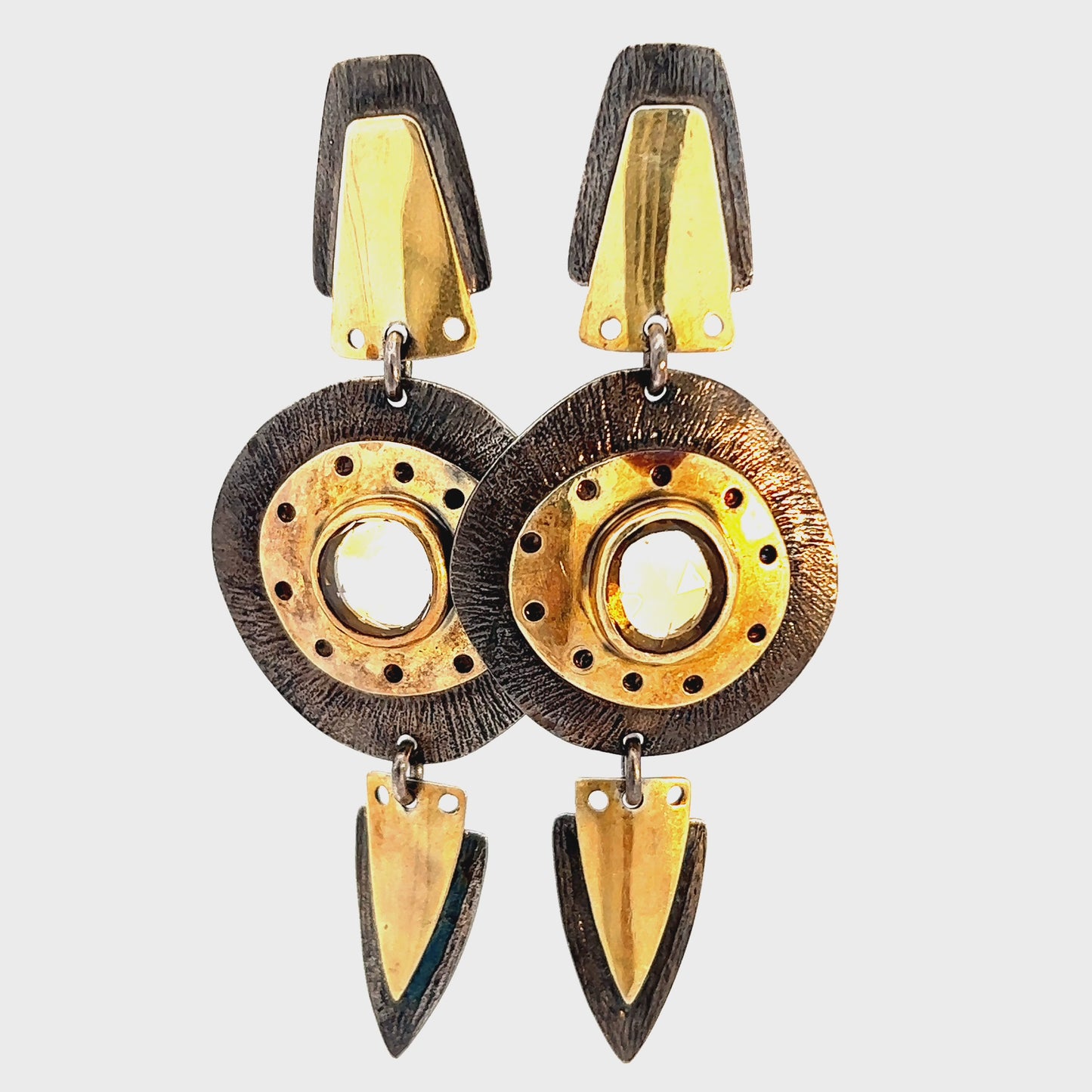 Load and play video in Gallery viewer, 925 Gold and Silver Gemstone Earring

