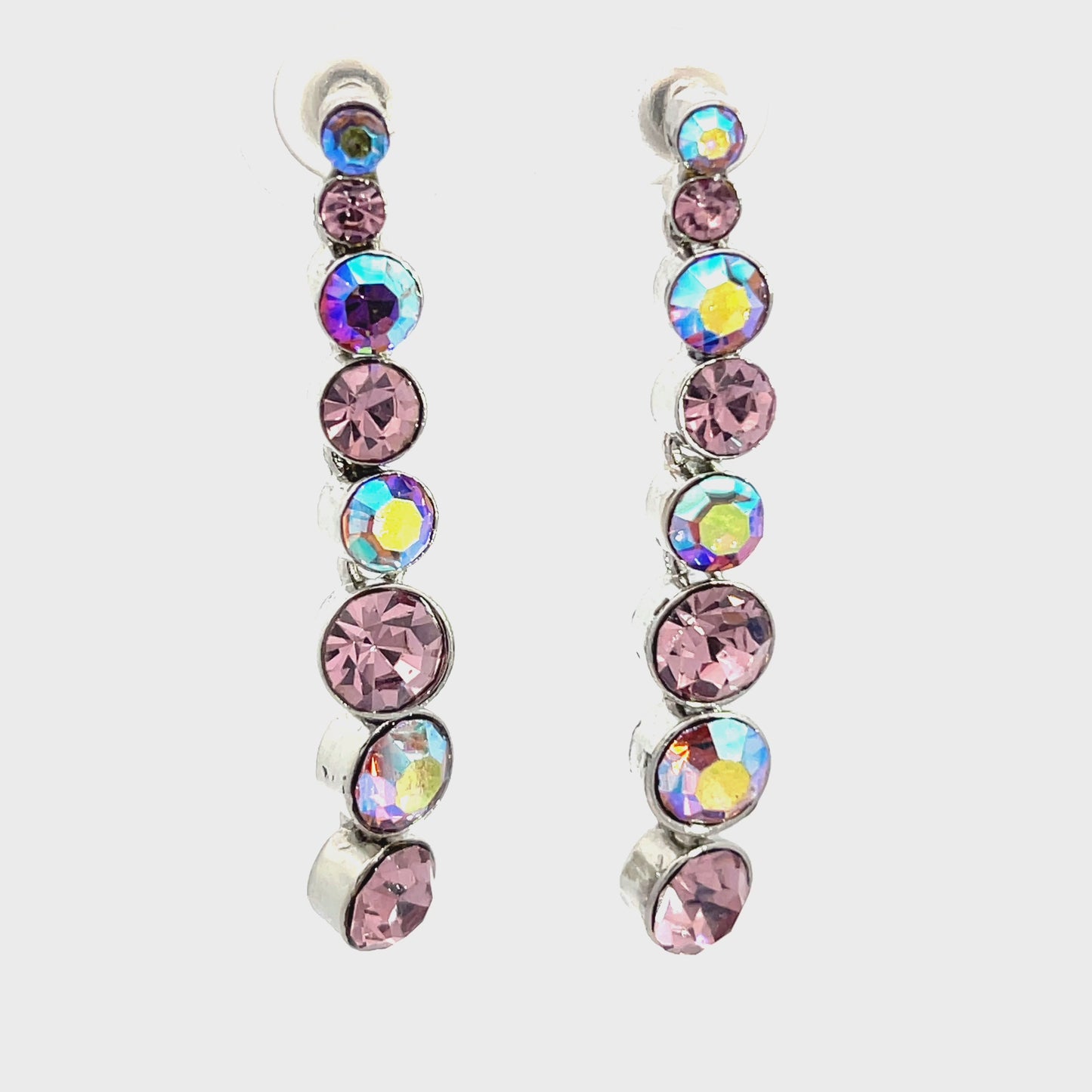 Load and play video in Gallery viewer, Pink Iridescent Long Drop Earring
