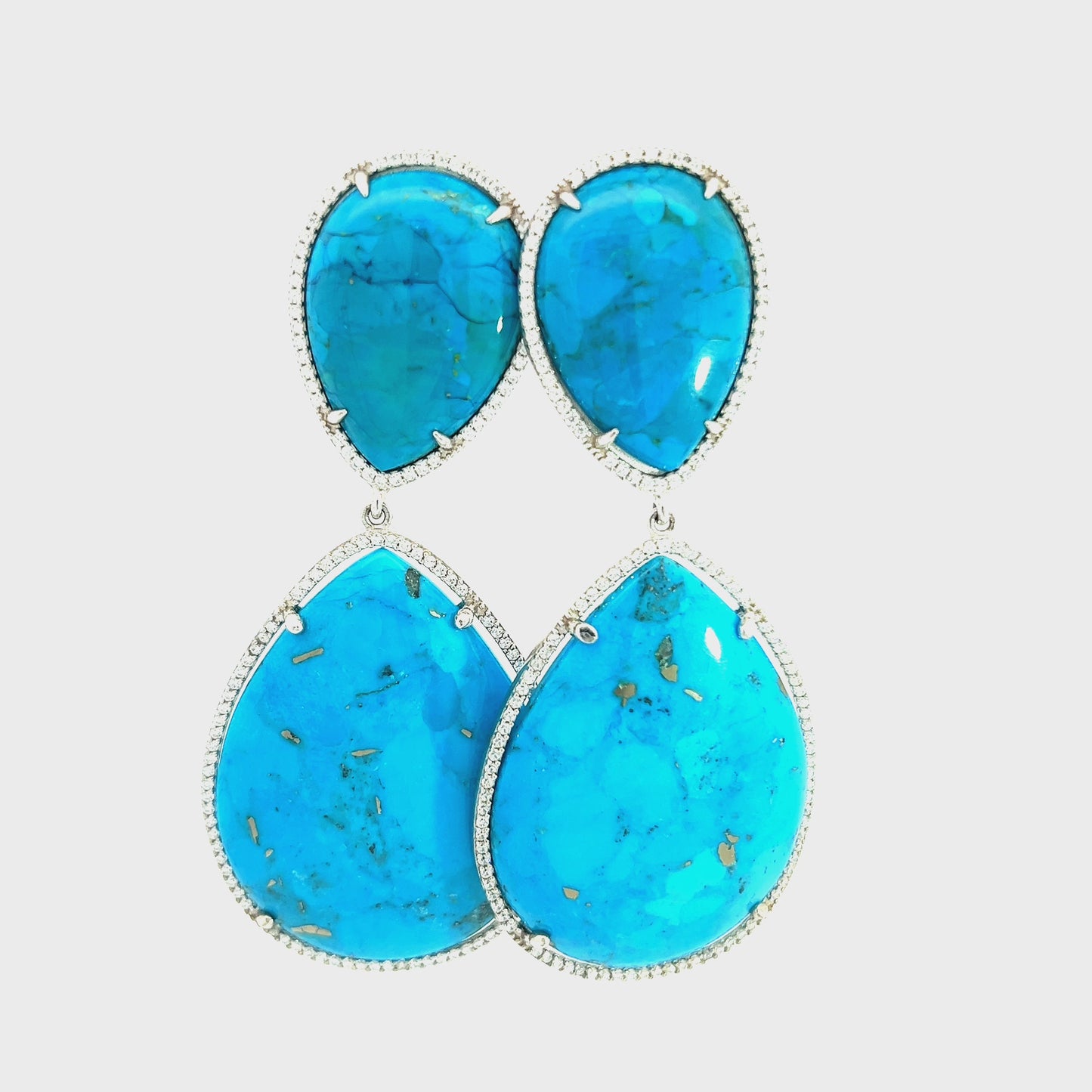 Load and play video in Gallery viewer, Turquoise &amp;amp; CZ Sterling Silver Statement Earring
