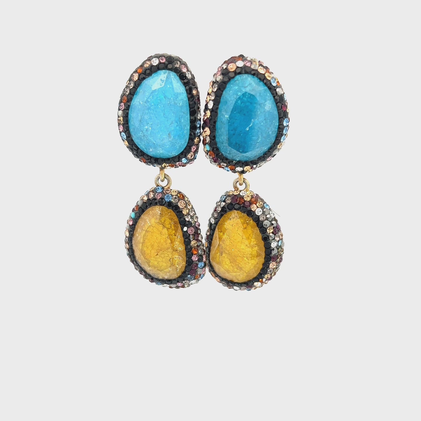 Load and play video in Gallery viewer, Turquoise Yellow Drop Earring
