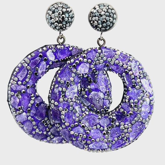 Load and play video in Gallery viewer, Purple Amethyst and Crystal Earring
