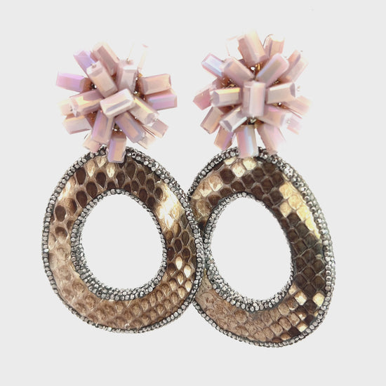 Load and play video in Gallery viewer, Orchid Python Sterling Silver Statement Earrings
