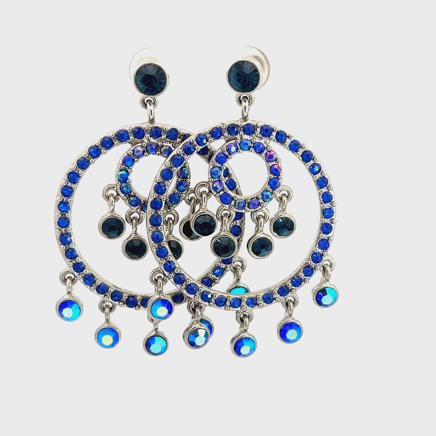 Load and play video in Gallery viewer, Blue Crystal Circular Statement Earrings
