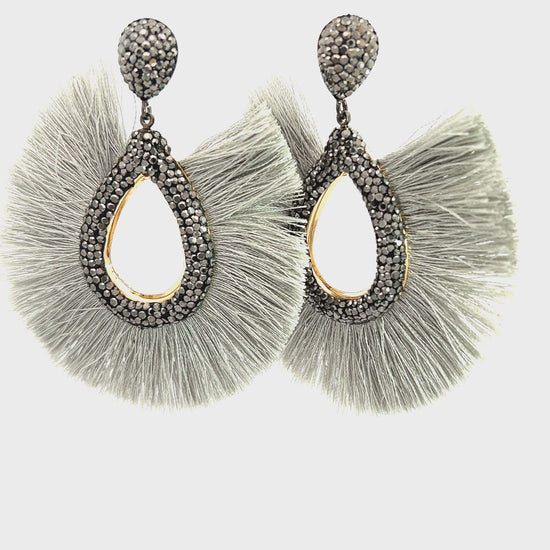 Load and play video in Gallery viewer, Silver Fox Statement Earrings
