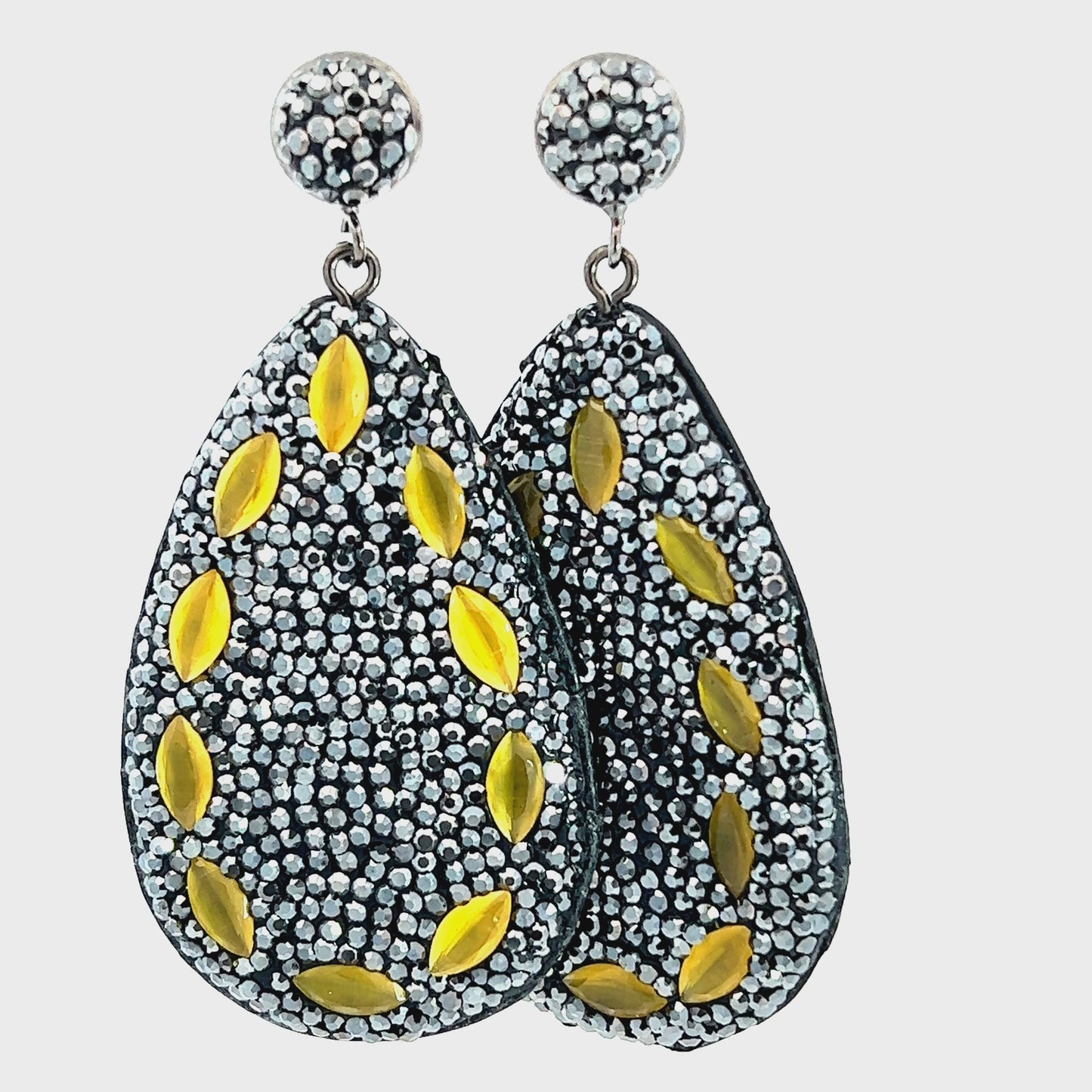 Load and play video in Gallery viewer, Crystal &amp;amp; Yellow Gemstone Sterling Silver Teardrop Earring
