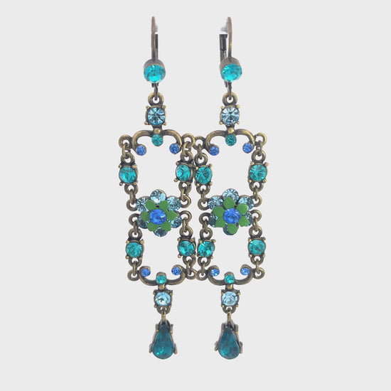 Load and play video in Gallery viewer, Teal Flower Crystal Drop Earring
