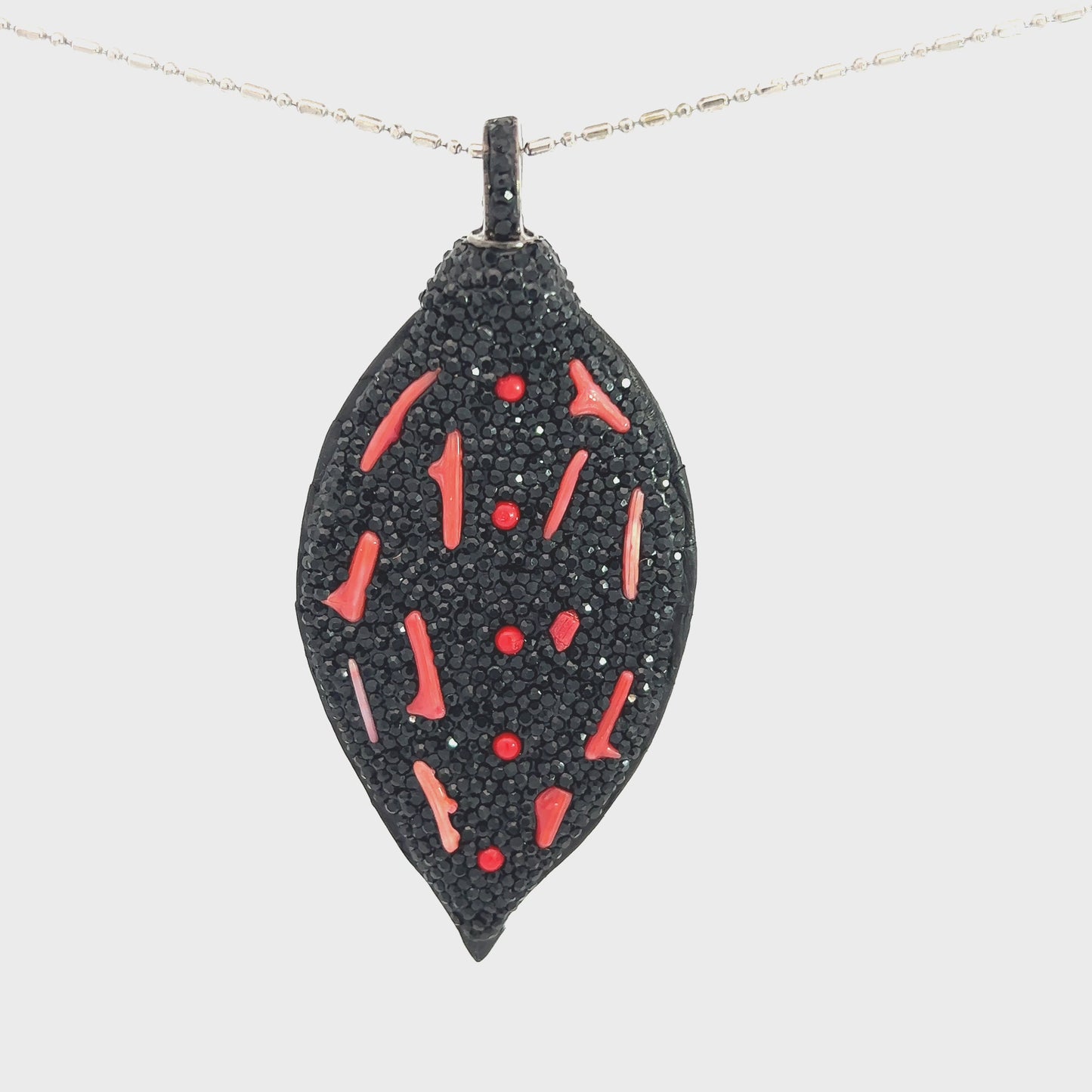 Load and play video in Gallery viewer, Black &amp;amp; Red Gemstone &amp;amp; Leather Pendant
