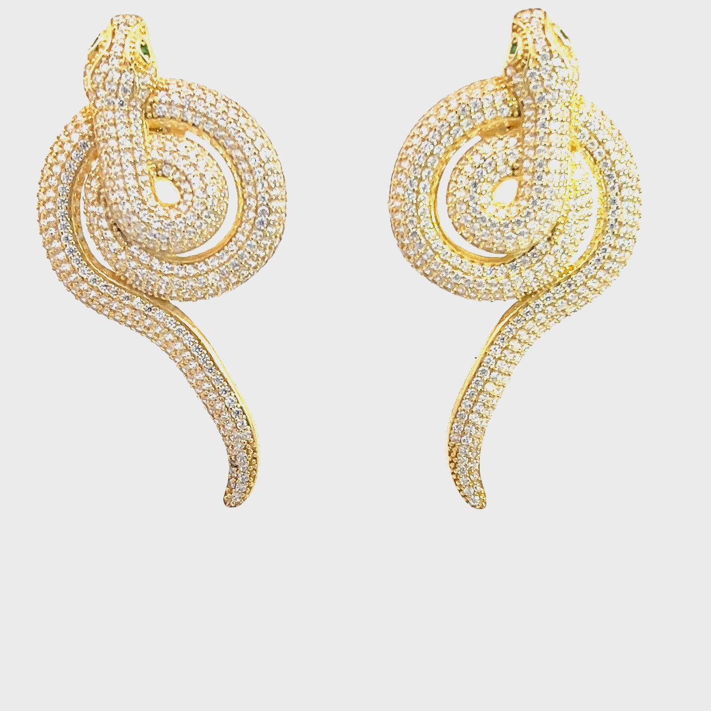 Load and play video in Gallery viewer, Gold CZ Crystal Serpent Drop Earring
