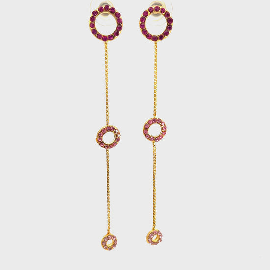 Load and play video in Gallery viewer, Pink &amp;amp; Gold Circle Long Chain Earring
