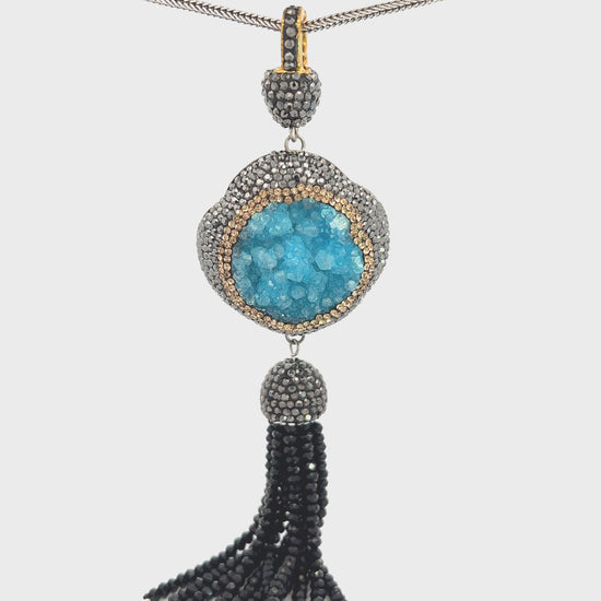 Load and play video in Gallery viewer, Turquoise Gemstone &amp;amp; Crystal Pendant
