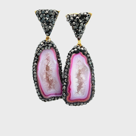 Load and play video in Gallery viewer, Pink Agate Drop Earring
