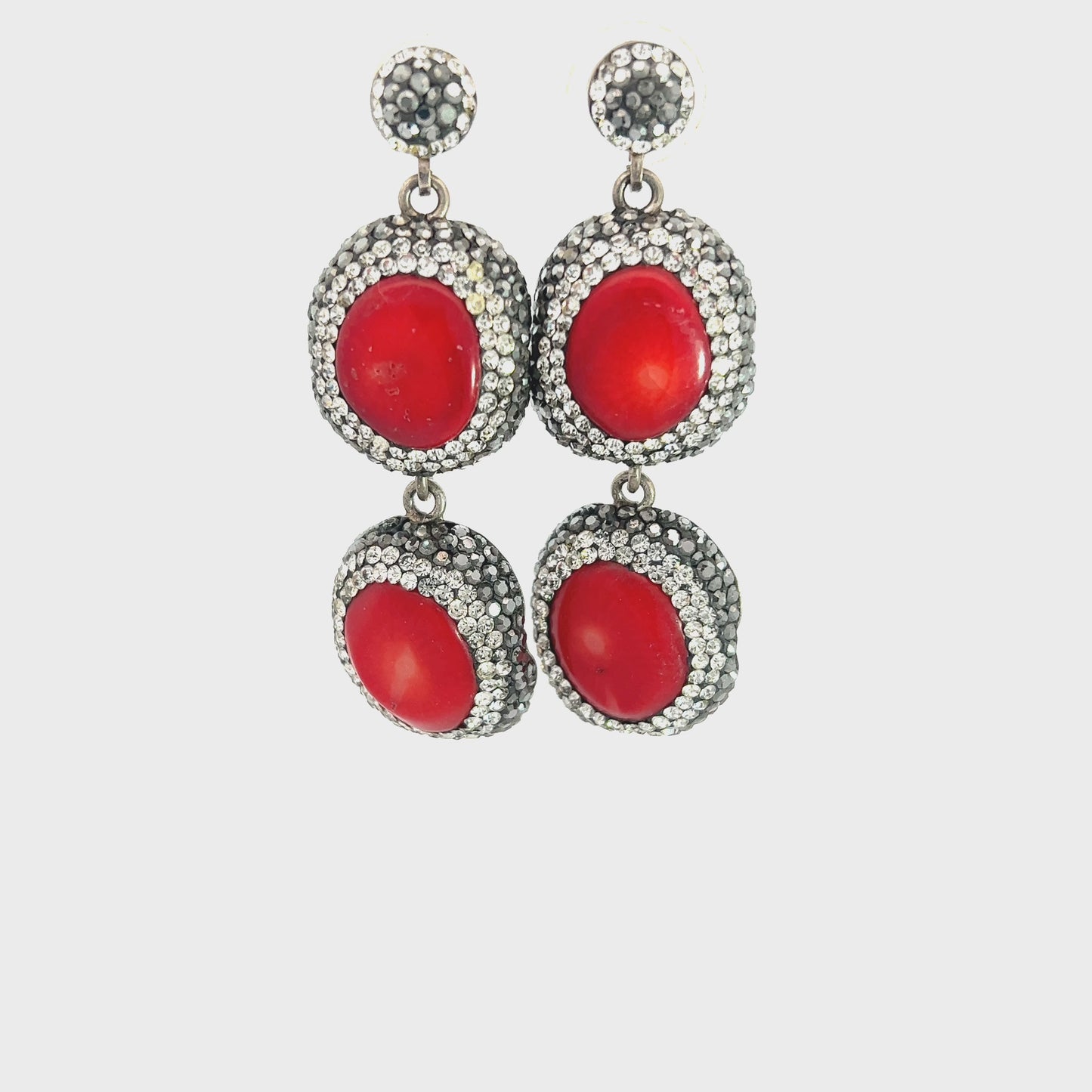 Load and play video in Gallery viewer, Red Coral Gemstone Earring
